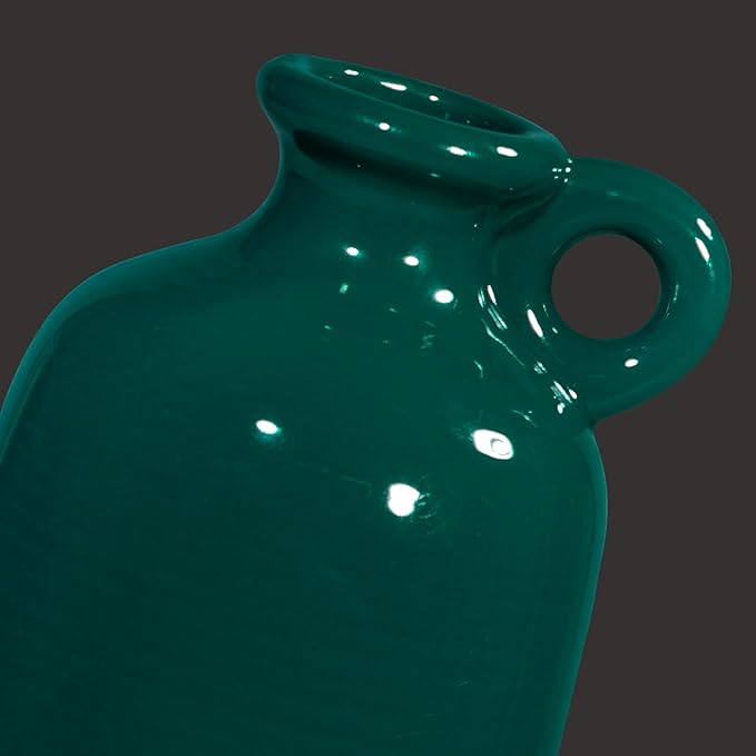 Sunddo Green Ceramic Vase 10 Inch - Modern Decorative Vase with 1 Handle, Table, Shelf Bookshelf,Mantel,Entryway Decor and Centerpieces
