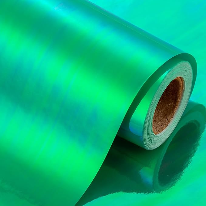 Christmas Green Iridescent Gift Wrap Paper - 17Inch x 33Feet - Luxury Solid Color Metallic Holographic Green Gift Wrapping Present Paper for Christmas, St.Patrick Day, Birthday, Weddings, Anniversary