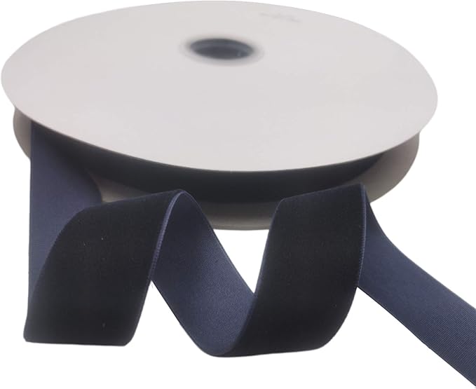 Nylon Velvet Ribbon Single Faced,1 Inch X 25Yards Spool (Navy Blue)