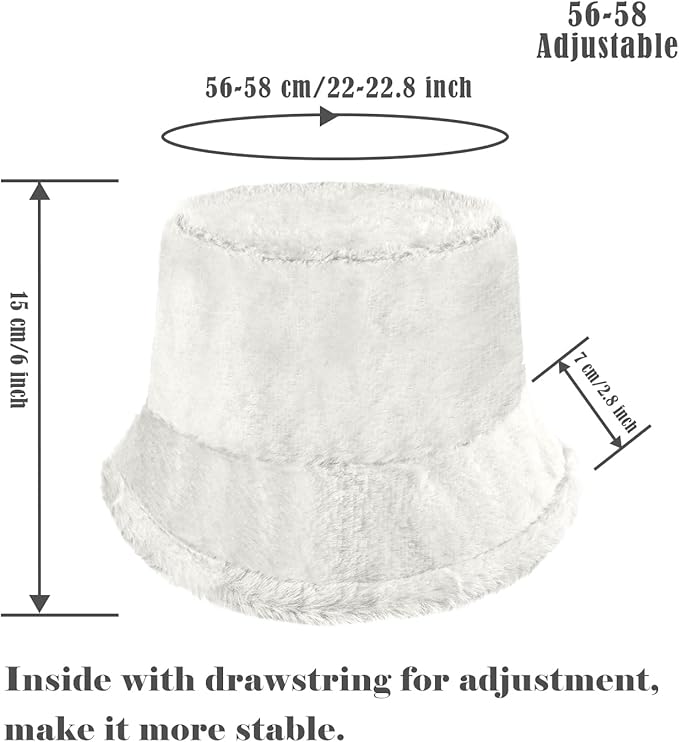 Winter Soft Faux Fur Plush Bucket Hat, Lovely Fisherman Cap, Fashion Outdoor Thick Warm Sun Cap for Women