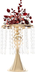 10 Pcs Glam Crystal Flower Stands, Wedding Reception Decorations with Sparkling Crystal Beads Table Center Display Flower Arrangement Flower Stand Metal Vase for Event Decor (Gold, Height:10.23in)
