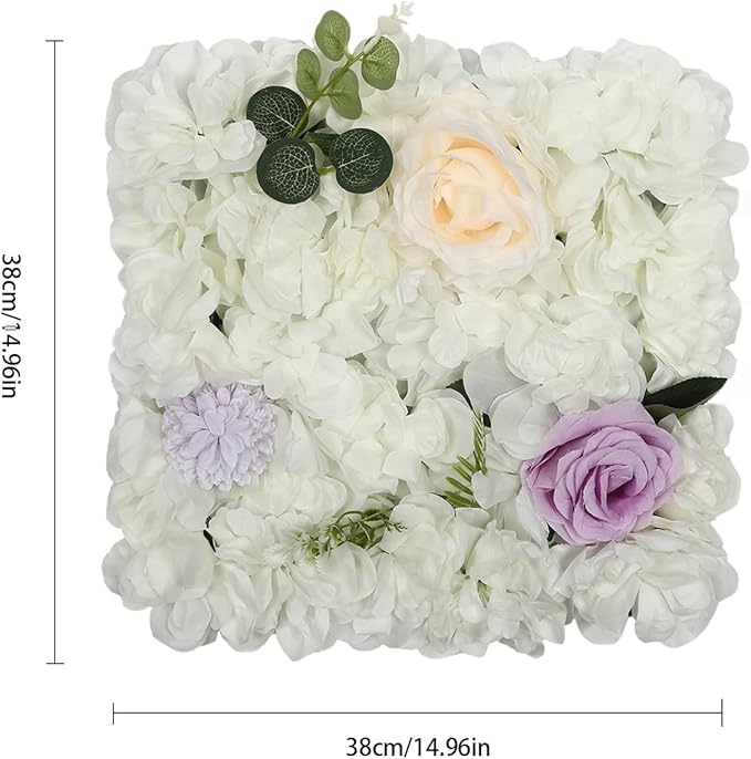 3D Flower Wall Panel Floral Backdrop,12PCS Artificial Flower Wall Background Silk Rose Mat, Artificial Flower Backdrop Faux Flower Panel for Wedding