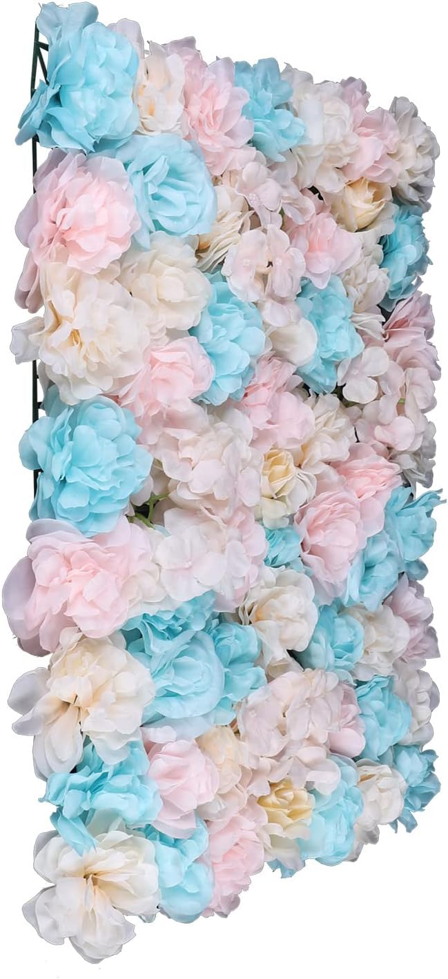 12 Pcs Artificial Flower Wall Panels 60x40cm 3D Flower Background for Wall, Wedding Flower Decorations Wall Silk Rose Panels for Candy Wall, Photo Areas, Stage Background(Dahlia + Rose + Hydrangea)