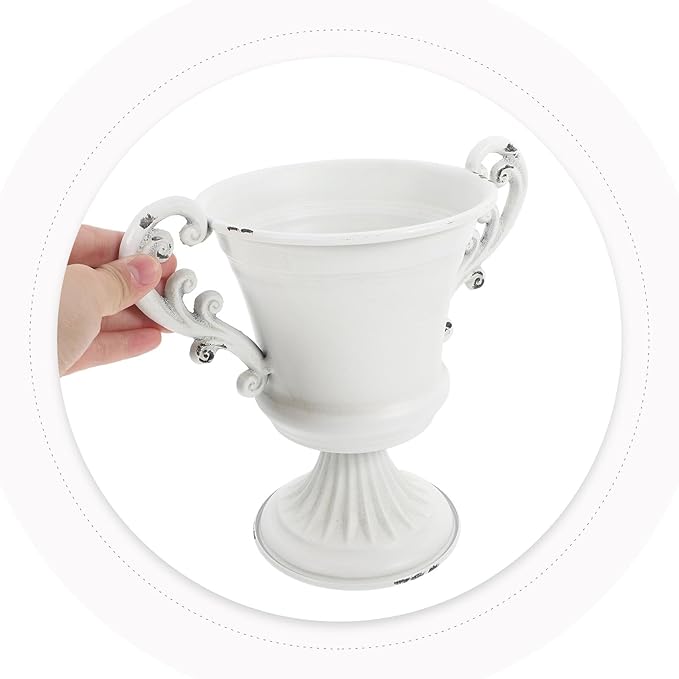 Ciieeo Retro High-Footed Trophy Vase Decorative Pedestal Planter for Indoor Outdoor Use Elegant Floral Arrangement Urn for Garden Wedding Centerpieces and Home Decor