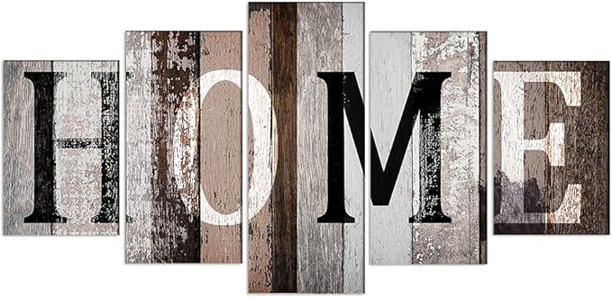 LUDUHU Love Sanctuary Canvas Print Wall Art - 5 Pieces Sweet Home Sign Wall Art,white Home Sweet Heart Painting,modern Family Wall Decor (G,Oversize 60x30inch)