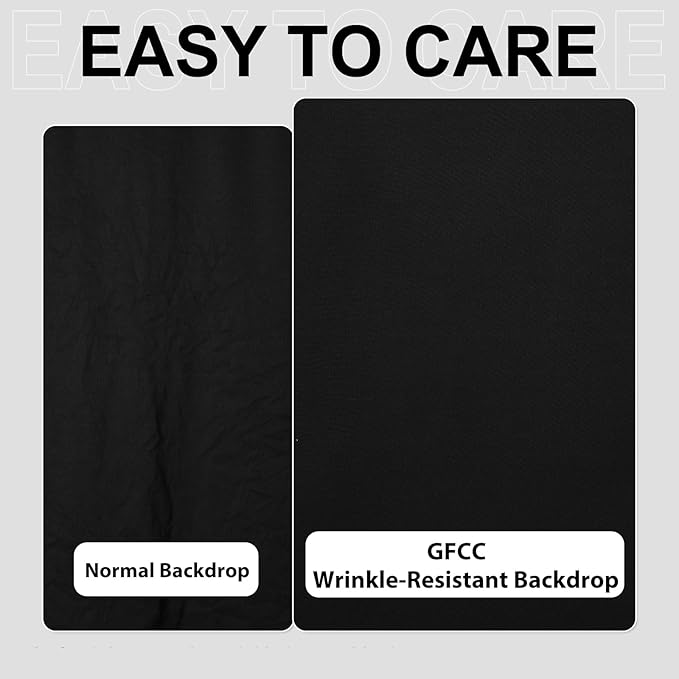 GFCC Wrinkle-Resistant Black Backdrop Background for Photography Thick Photo Booth Backdrop for Photoshoot Background Screen Video Recording Parties Curtain(7.5FTX10FT)