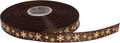Gold Printing Snowflake Grosgrain Ribbon 25 Yard Each Roll 100% Polyester Woven Edge (3/8", Coffee)