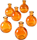 Serene Spaces Living Set of 6 Small Amber Ball Bud Vase, Vintage Glass Bottle Vases for Weddings, Events, Parties, Floral Centerpieces for Home Decor, Measures 3" Diameter & 4" Tall