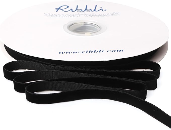 Ribbli Black Velvet Ribbon 3/8 Inches Continuous 25 Yard Spool Black Christmas Ribbon for Gift Wrapping Crafts Home Decor