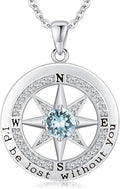 S925 Necklace Gift for Wife |Compass Jewelry |Women Anniversary |Sterling Silver |Girlfriend Birthday Gifts for Her Valentines |I'd be Lost without You |Jewel 18K Gold