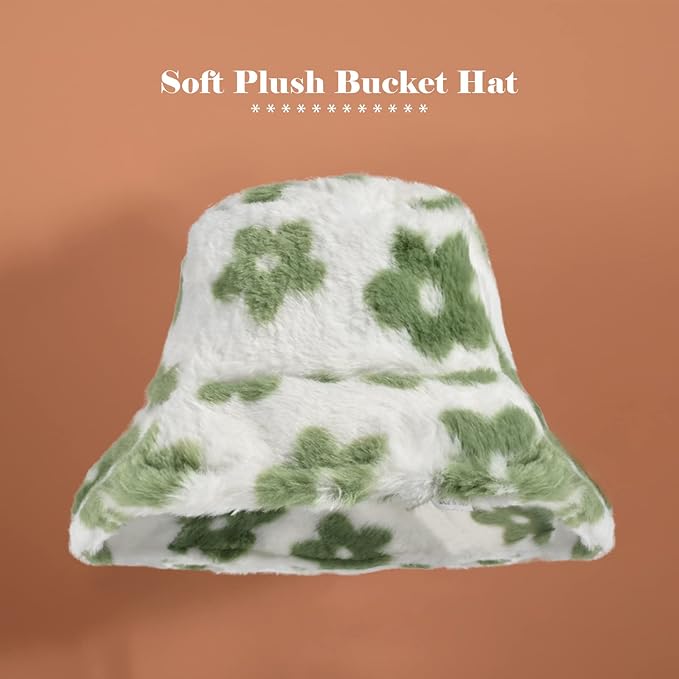 Winter Soft Faux Fur Plush Bucket Hat, Lovely Fisherman Cap, Fashion Outdoor Thick Warm Sun Cap for Women