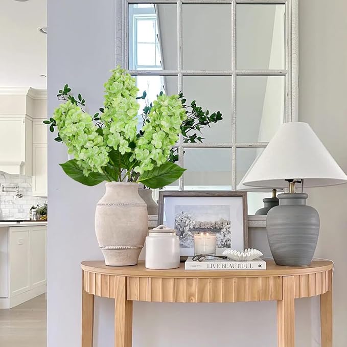 Artificial Hydrangea Flowers Real Touch – 3PCS 24.8" Faux Cone Hydrangea Stems for Tall Vases, Home Décor, Wedding Centerpieces, Floral Arrangements – Fresh Green