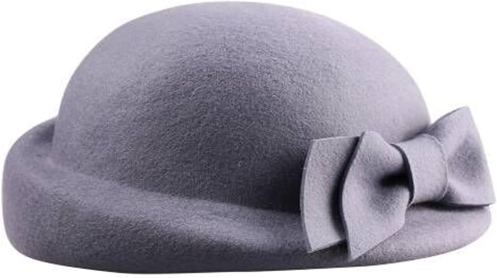 Women Wool Felt Ribbon French Fashion Vintage Millinery Beret Hats Top Cap Ladies Party Wedding Fedoras Chapeau