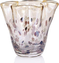 Hand Blown Amber Glass vase, Unique Brown Glass Wide Mouth vase for Console Office TV Stand Coffee Table entryway Entrance Desktop Living Room Table Centerpiece.