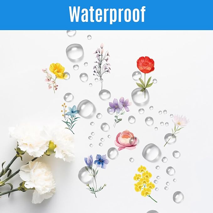600Pcs Natural Flower Stickers,Self-Adhesive PVC Vintage Flower Stickers for Scrapbook,Laptop,Journal,DIY Project