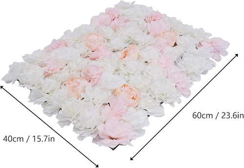 16"x 24" Artificial Flower Wall Panels,Flower Wall Mat Silk Flower Panels for Outdoor Garden Backyard Fence Fence Privacy Screen and Indoor Wall Decor(20Pcs Light Pink+White)