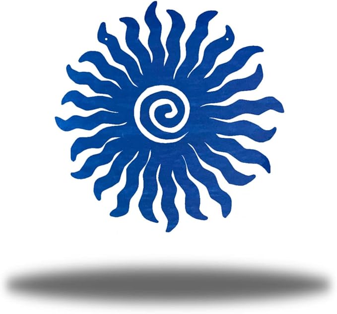 Riverside Designs Sunburst Metal Wall Art Steel Outdoor Decor - Heavy-Duty and Waterproof - Made in USA (36", Blue)