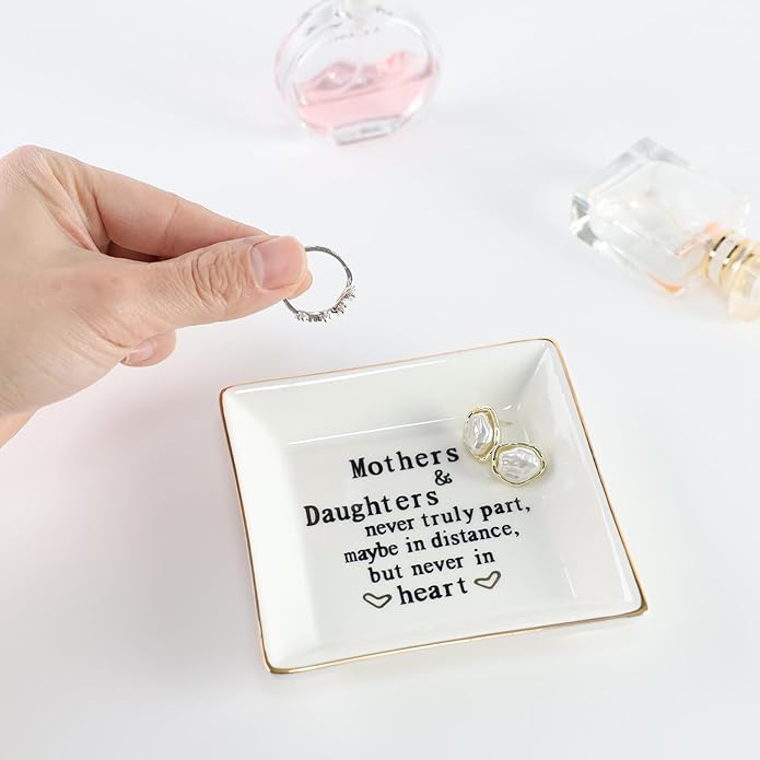 HOME SMILE Ceramic Ring Dish Jewelry Tray for Mom Sister Friends