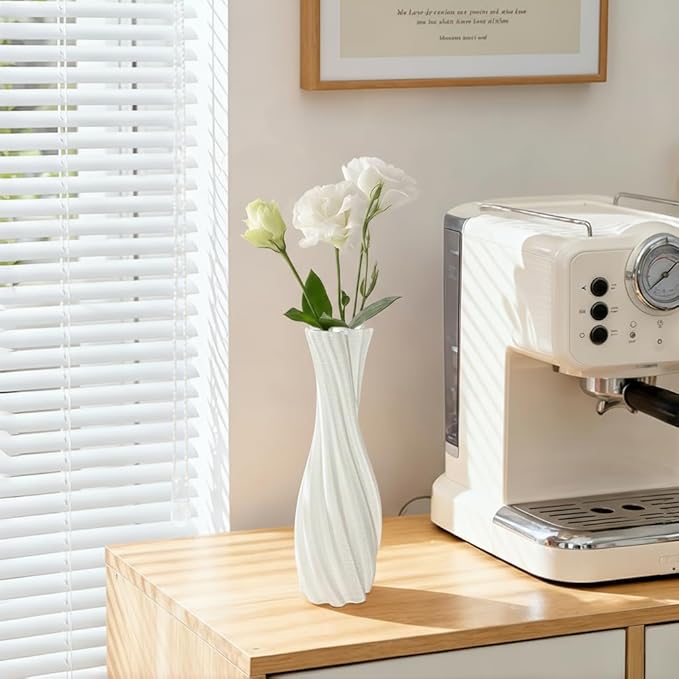 White Ceramic Decorative Vase, Nordic Modern Irregular Shape Flower Vase for Home Decor, Simple Artistic Centerpiece for Dining Table or Coffee Table
