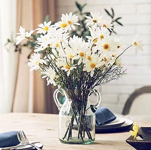 10pcs Artificial Daisy Flowers Flower Arrangements for Home Hotel Office Wedding Party Garden Craft Art Decor Each Approx 21" High No Vase White