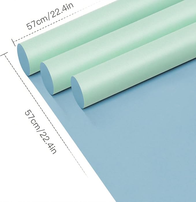WRAPAHOLIC 20 Sheets Flower Wrapping Paper - 22.4 x 22.4 inch Misty Blue Color Water-Resistant Floral Bouquet Wrapping Paper, Florist Supplies Packaging for Wedding Birthday Gift DIY