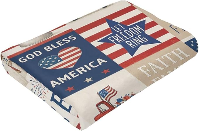 American Flag Blanket Patriotic Throw Blanket National Flag Soft Cozy Fleece Fuzzy Stuffed Plush Flannel Gifts for Girls Women Boys Kids Adults 40''x50''