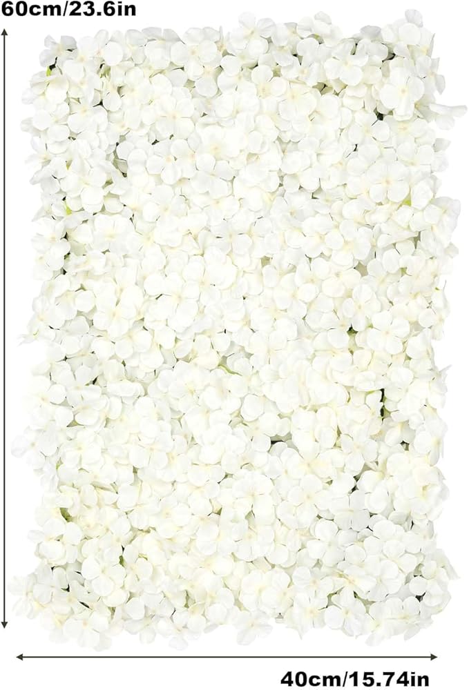 Flower Wall Panel Floral Backdrop,20Pack Flower Wall Decor,Floral Mat Silk Rose Hydrangea Background,Silk Rose Wall,Artificial Flower Backdrop Faux Flower Panel for Wedding,15.7"x 23.6"