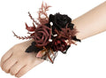 Ling's moment 6pcs Wedding Wrist Corsage Artificial Flowers, Girl/Mother Homecoming Prom Corsages Wristlet Halloween Décor, etc. Black Gothic Burgundy