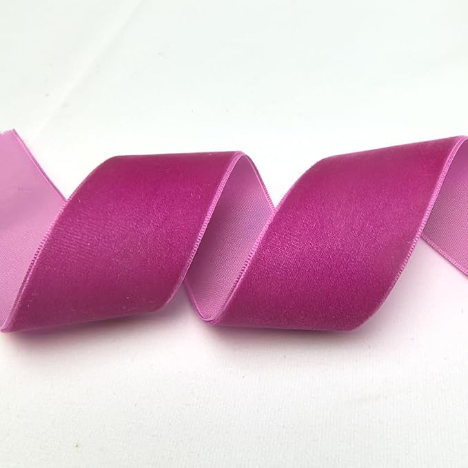 Chenkou Craft Hot Pink 25 Yards/roll 1 1/2" Velvet Ribbon Total 30 Colors Assorted Lots Bulk (Fuschia, 1 1/2"(40mm))