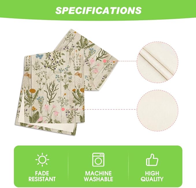Artoid Mode Wood Wild Flowers Floral Spring Table Runner, Seasonal Summer Kitchen Dining Table Decoration for Home Party Decor 13x48 Inch