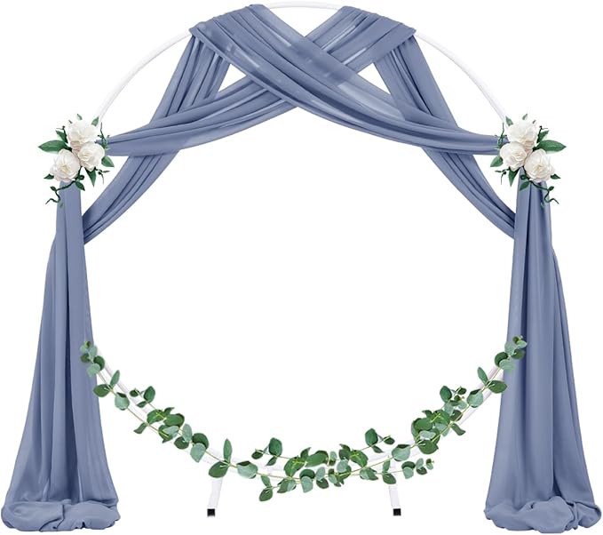 Socomi Wedding Arch Draping Fabric 3 Panels 29" x 19Ft Dusty Blue Sheer Chiffon Curtain Drapes 6 Yards for Wedding Ceremony Birthday Party Decoration
