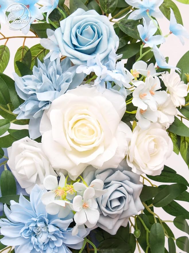 Wedding Arch, Artificial Flowers, Wedding Decor with Drapes (Set of 4)，Be Suited to Banquet, Party, Wedding Decor Ceremony and Background Decoration (Blue)