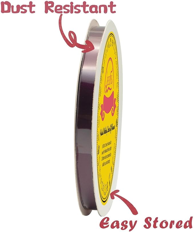 Double Face Burgundy Satin Ribbon 3/8 inch X 50 Yards Polyester Burgundy Ribbon for Gift Wrapping Very Suitable for Weddings Party Invitation Decorations and More
