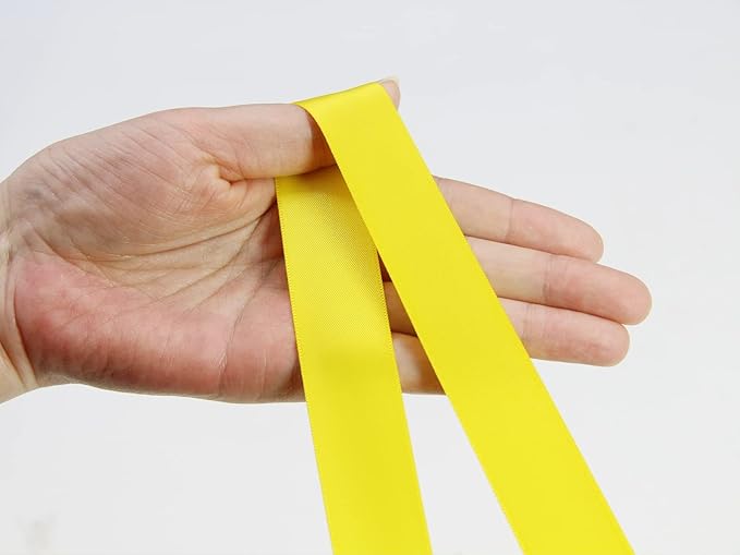 Flower Boutique Satin Ribbon - 1 inch, 25mm, 100 Yards - Yellow Double Faced Silk Bow Ribbon for Christmas, DIY Crafts, Hair Headband, Wedding Decorations