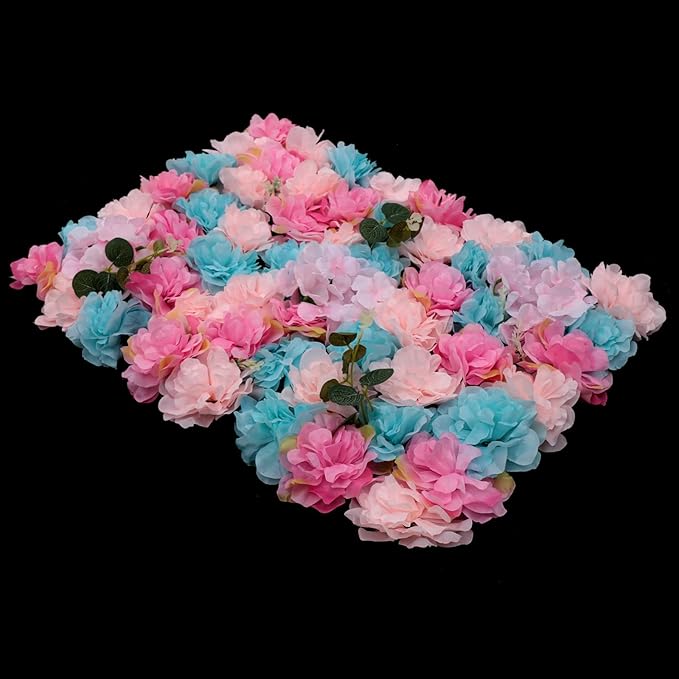 LOYALHEARTDY 12 Pack Artificial Flower Wall Panels 24" x 16" Flower Wall Panel Wall Backdrop Faux Hydrangea and Rose Flower Backdrop Panels for Flower Wall Decor Wedding Party Event Decoration