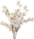 Sunm Boutique Silk Cherry Blossom Branches, Artificial Cherry Blossom Tree Stems Faux Cherry Flowers Vase Arrangements for Wedding Home Decor, Set of 3