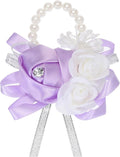 MECCANIXITY Wrist Corsage Artificial Flower Bracelets Rose Wrist Bride Groom Decorative for Wedding Ceremony Prom Party Anniversary Light Purple
