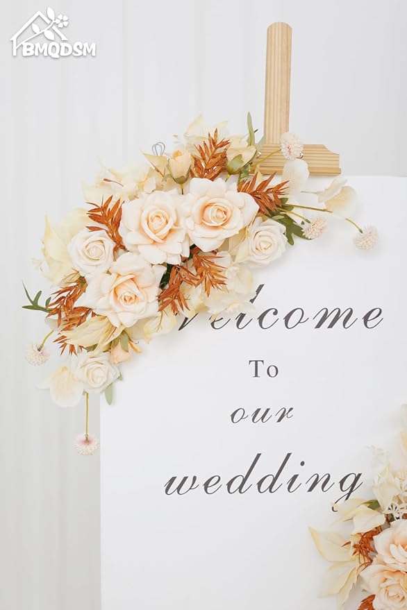 Pack of 2 Faux Flowers,Wedding Arch Flowers,Wisteria Hanging Flowers,Flower Garland Be Suited to Aisle Decorations for Wedding Ceremony(New Champagne)