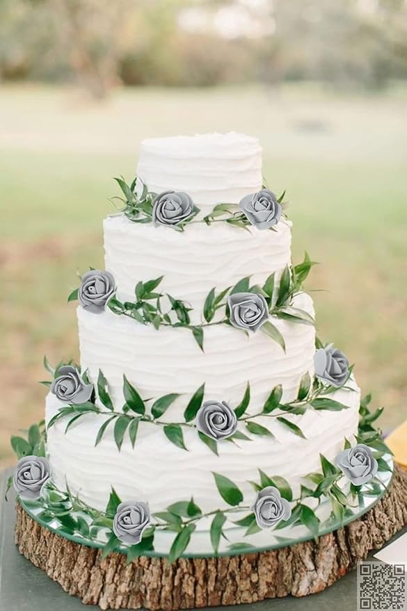 Mini Foam Rose Heads 500PCS Artificial Flower Silver Foam Fake Flower Bulk for DIY Crafts Wedding Bouquets Baby Shower Centerpieces Floral Arrangements Party Tables Home Decorations(Silver)