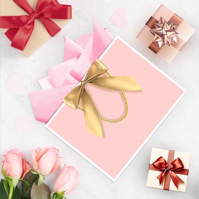 JMANNI Gift Bags, 1PCS Gift Bags Large with Ribbon and 1 Greeting Cards 2 Tissue Paper, Portable Paper Gift Bag with Handles, Birthday Gift Bags,Present Bags for Wedding Party Mothers Day