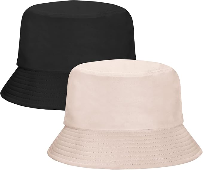 Rosoz 1 & 2 Pack Bucket Hat for Women Men Summer Travel Beach Sun Hat Outdoor Cap Unisex Bucket Hats