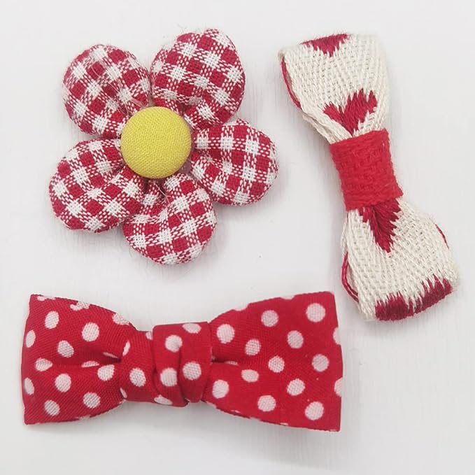 Chenkou Craft Mix Bulk Chirsmas Red Random 20pcs Ribbon Flowers Bows Craft Wedding Ornament Appliques (Red)