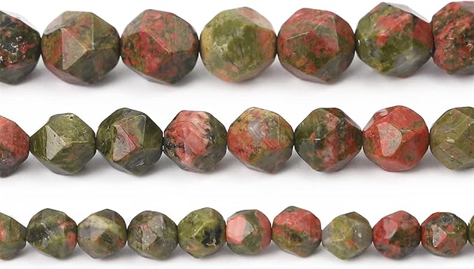 Faceted Natural Unakite Stone Round Beads 10mm 36cm/Strand for Jewelry Making
