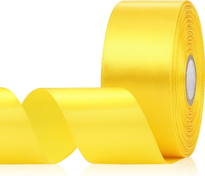 Yellow Satin Ribbon 1-1/2 Inch 30 Yards, Yellow Ribbon for Gift Wrapping, Flower Bouquet, Crafts, Baby Shower, Christmas, Easter and Bow Making