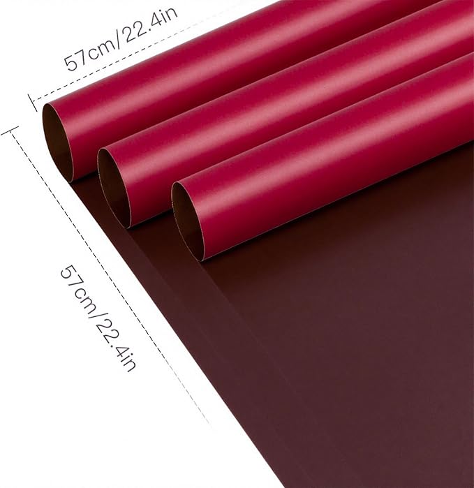 WRAPAHOLIC 20 Sheets Flower Wrapping Paper - 22.4 x 22.4 inch Dark Red Color Water-Resistant Floral Bouquet Wrapping Paper, Florist Supplies Packaging for Christmas, Wedding Birthday Gift DIY
