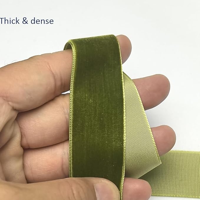 Chenkou Craft 25 Yards 1" Velvet Ribbon (Olive, 1"(25mm))