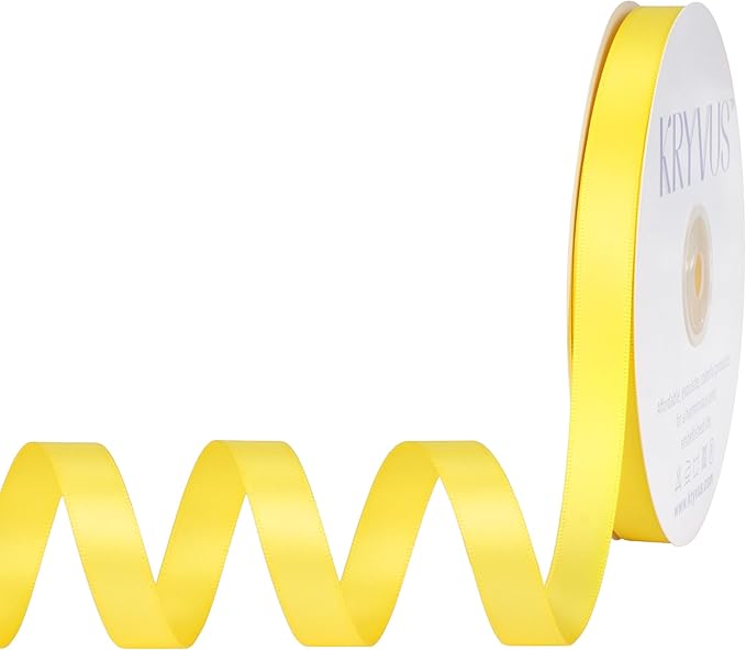Daffodil Yellow Satin Ribbon, Double Faced 1/2 Inch X 50 Yards Daffodil Ribbon, Premium Satin Ribbon for Gift Wrapping, Crafts, Hair Bow Making, Sewing, Flower Bouquet, Wedding Party Decor