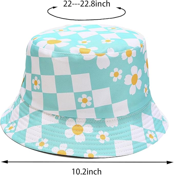 Bucket Hat for Women Men, Cotton Reversible Double Side Wear Sun Hats Beach Fisherman Hat