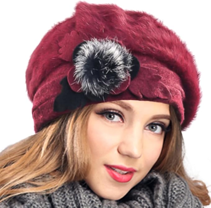 VECRY Women's 100% Wool Bucket Hat Felt Cloche Beret Dress Winter Beanie Hats