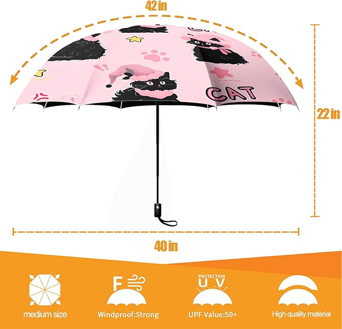 Small Compact Travel Automatic Folding Umbrella for Women, Portable Lightweight, Rain, Wind, UV Sun Shade